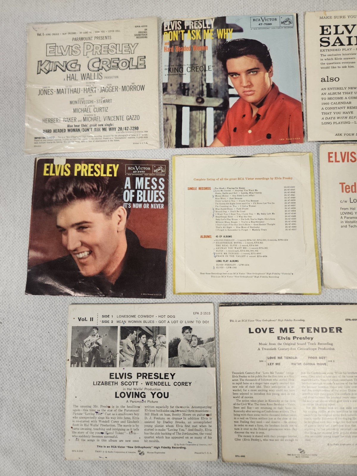 45 RPM RECORD PICTURE SLEEVE ELVIS PRESLEY LOT Of 11 Vinyl 7 Inch Shook Up READ